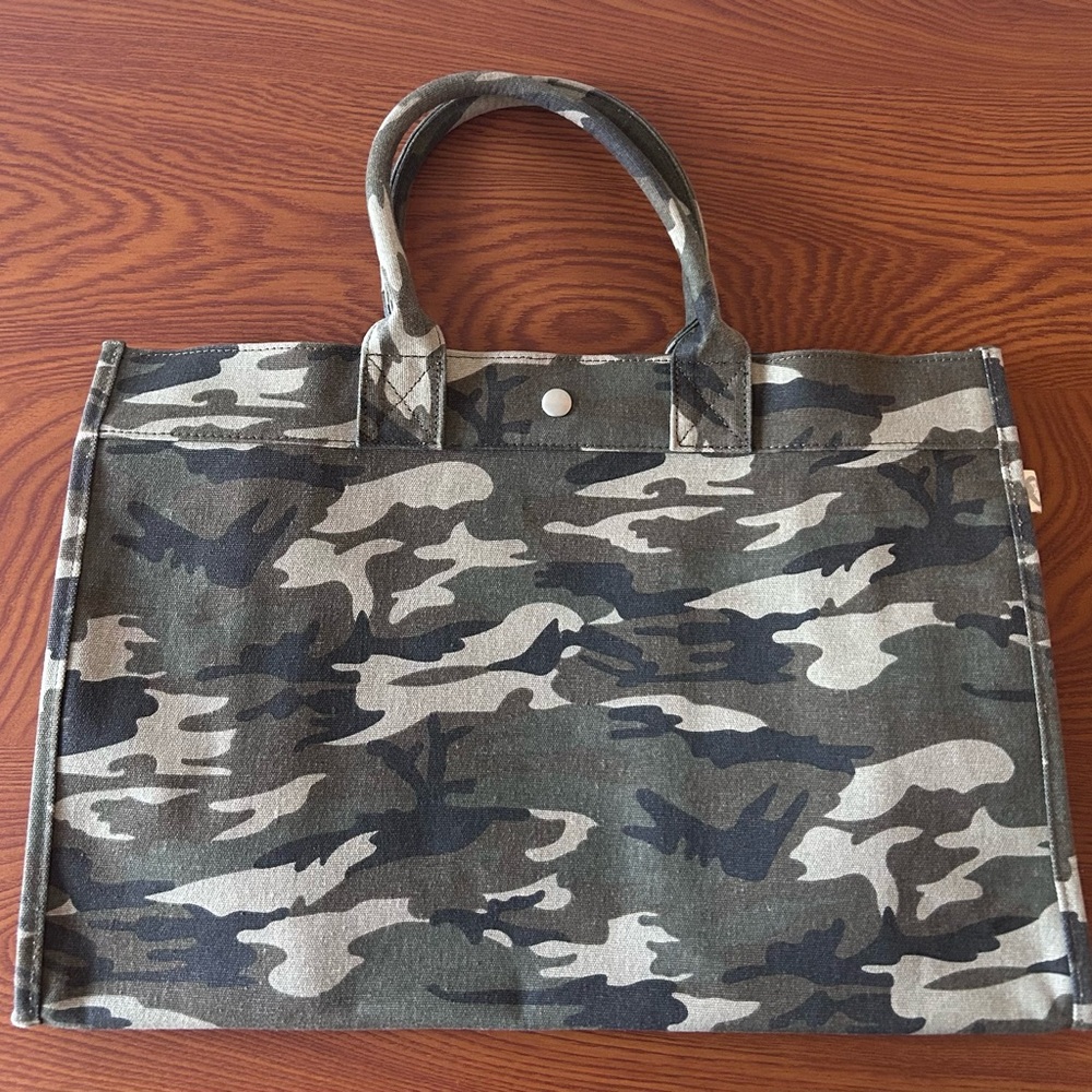 Quilted Koala: East West Tote Bag Green Camouflage